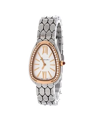 Pre-Owned Bvlgari Serpenti Seduttori Quartz Watch in Stainless Steel and Rose Gold with Diamond Bezel 25mm