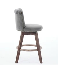 Boyel Living Set of 2 Velvet Bar Stools with Ergonomic Backrest 360° Swivel Kitchen Counter Stools