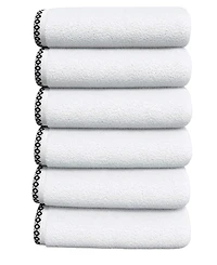 Linery & Co Quick-Dry Cotton Decorative Border 6 Pack Hand Towel Set