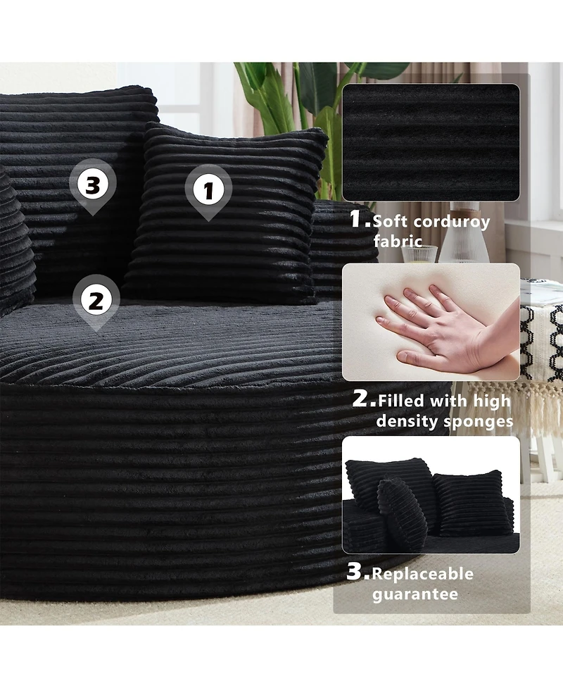 Boyel Living Round Sofa Bed with Memory Foam Sectional Couches for Room