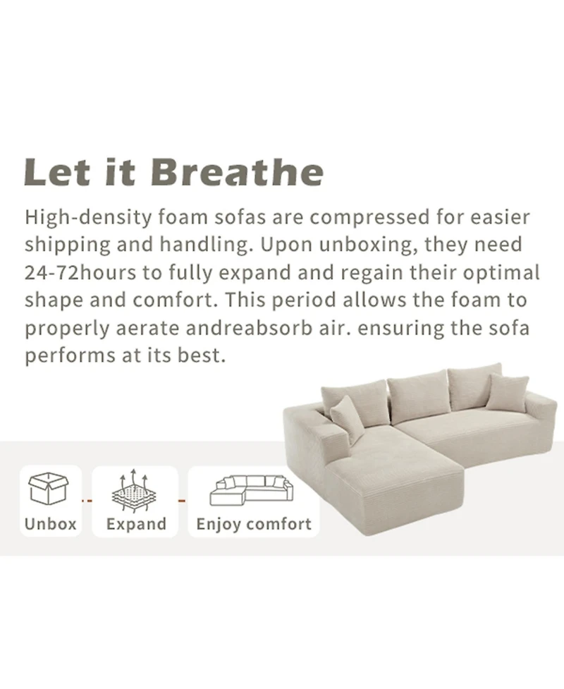 Boyel Living Modular Sectional Sofa Couches L-Shape Couch 3 Seat Memory Foam