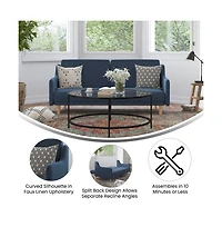 Merrick Lane Niklas Mid Century Modern Split-Back Sofa Futon with 3 Recline Positions