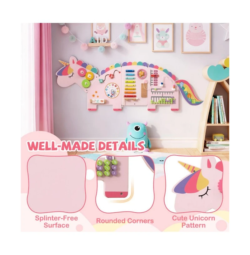 Hongge Kids Montessori Sensory Wall Busy Board with Eleven Learning Activities