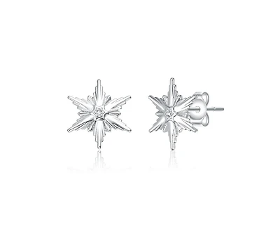 Rachel Glauber Teens White Gold Plated Cubic Zirconia Starburst Earring