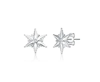 Rachel Glauber Teens White Gold Plated Cubic Zirconia Starburst Earring