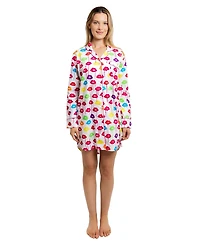 Sant and Abel Women's Organic Cotton Poplin Button Down Pajama Night Shirt