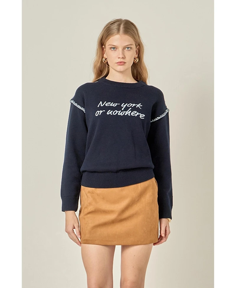 English Factory Women's Handwriting crew neck knit