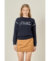 English Factory Women's Handwriting crew neck knit