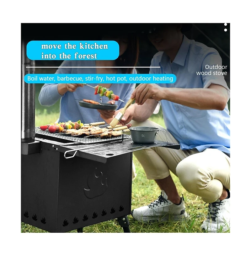 Artudatech Portable Wood Stove with Top Warming Platform for Camping Cooking & Outdoor Heating