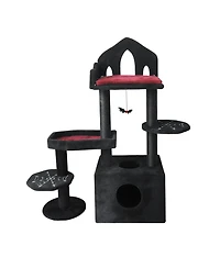 Zeus & Ruta 44.5" Black Gothic Cat Tree - Multi-Level with Hammock