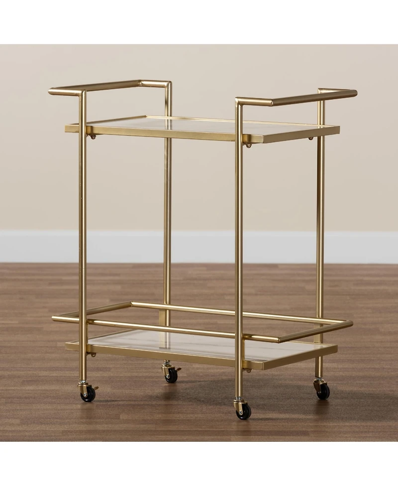 Boxton Studio Louise 27.5" Marble Contemporary Wine Cart