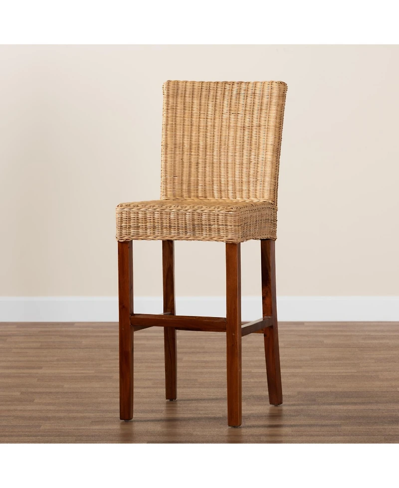 Furniture Racquel 20" Rattan Bohemian Bar Stool