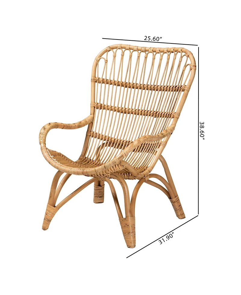 Furniture Earvin 31.9" Rattan Bohemian Armchair