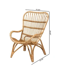 Furniture Earvin 31.9" Rattan Bohemian Armchair