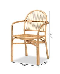 Furniture Tugera 22" Rattan Bohemian Dining Chair
