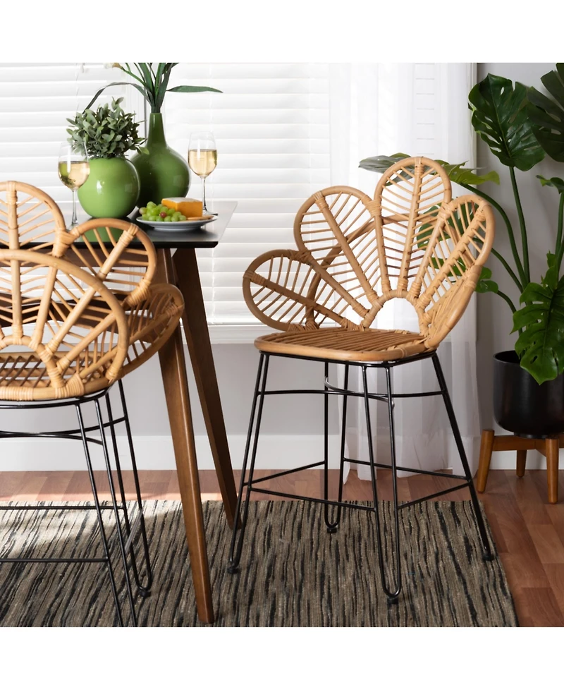 Furniture Garan 19.5" Rattan Bohemian Counter Stool