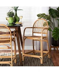 Furniture Tugera 22.5" Rattan Bohemian Counter Stool