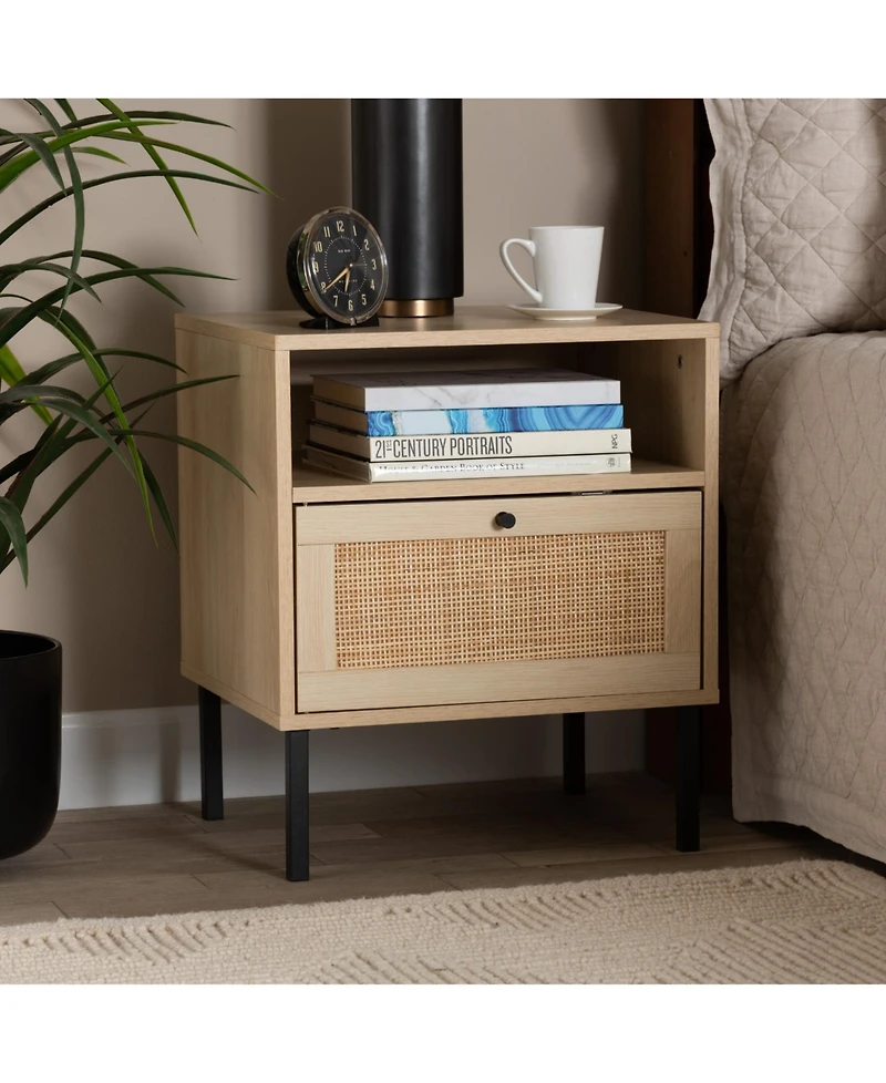 Furniture Caterina 15.7" Rattan Mid-Century End Table