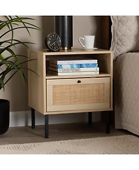 Furniture Caterina 15.7" Rattan Mid-Century End Table