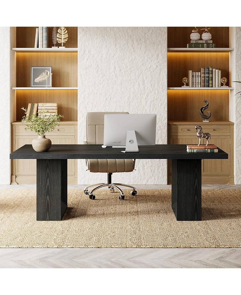 Tribesigns Home Office Desk, 62.99" Large Farmhouse Executive Computer Table, Writing Table