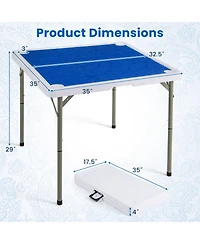 Hongge 35-Inch Folding Mahjong Table for 4 Players with Cup Holders and Card Slots