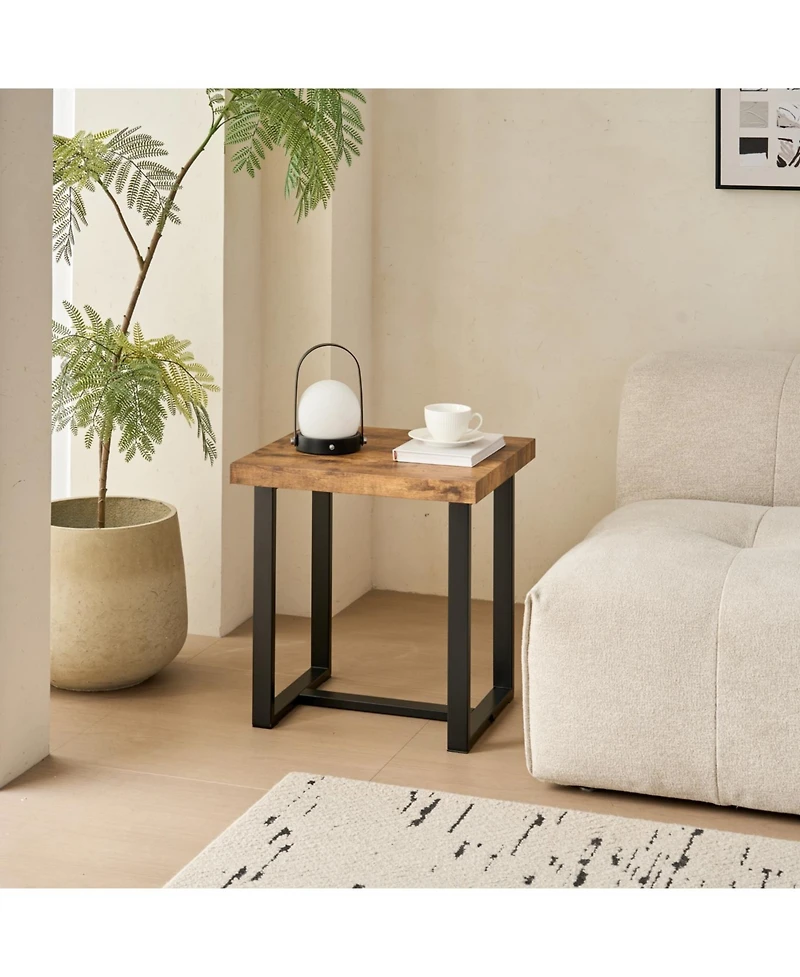 Streamdale Furniture 2-Piece Walnut Nightstand/Side Table with Metal Leg