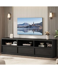 gaomon 70" Tv Stand for TVs up to 85", Mid Century Modern Entertainment Center with Drawer, Open Shelves & Cable Management