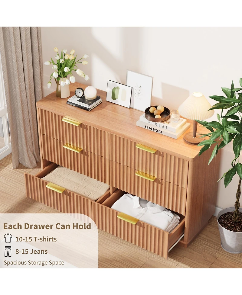 Gaomon 47 in Modern 6 Drawer Dresser Wood Chest of Drawers Storage Cabinet