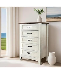 gaomon Farmhouse 5-Drawer Tall Yellow Dresser, Wooden Storage Chest for Bedroom, Living Room, Hallway