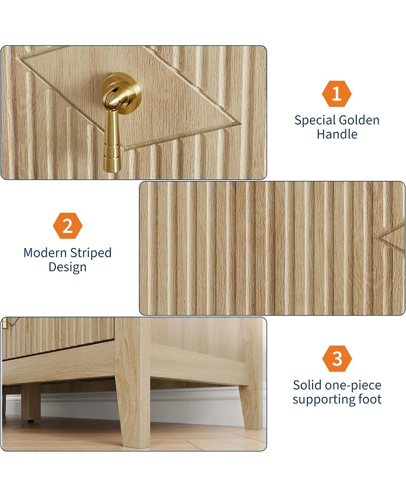 Gaomon Fluted Dresser 47" Wide – 6-Drawer Modern Wood Chest for Bedroom, Stylish Storage Cabinet for Living Room, Hallway, or Entryway, Gr