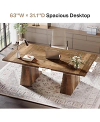 Tribesigns 63-Inch Executive Desk, Large Office Computer Desk with Double Pedestal, Modern Simple Workstations