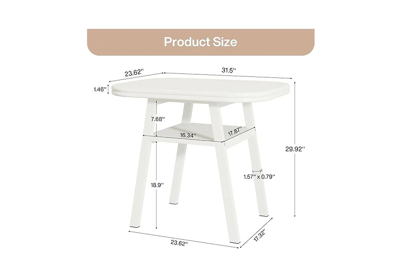 Tribesigns Dining Table for 2-4 People, 31.5 Inches Small Modern Kitchen Table with Storage Shelf, Dining Room