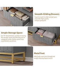 Gaomon 6 Drawer Dresser with Wide Storage, Dresser Chest Organizer with Metal Legs, Modern Dressers & chests of Drawers