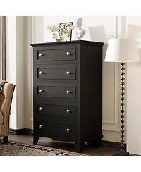 gaomon 5-Drawer 48" Wood Chest with Deep Drawers, Modern Storage Organizer Tall Bedroom Dresser