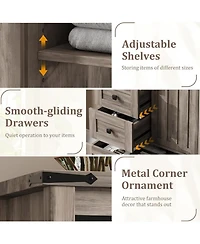 Gaomon Farmhouse 5-Drawer Bedroom Dresser, 48" Wood Chest with Sliding Barn Door, Adjustable Shelf, Large Storage Organizer