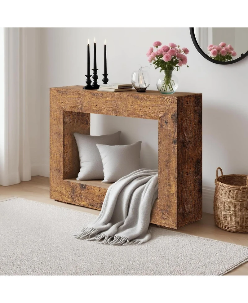 gaomon 47" Entryway Console Table, Farmhouse Sofa Table Behind Couch with Storage Shelf, Elegant & Spacious Long Hallway & Foyer Table