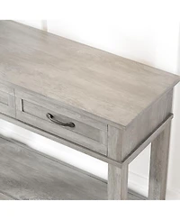 gaomon 52" Console Table Entryway with 3 Storage Drawers, 3-Tier dustrial Metal Sofa Behind Couch Table, Hallway forEntryway, B