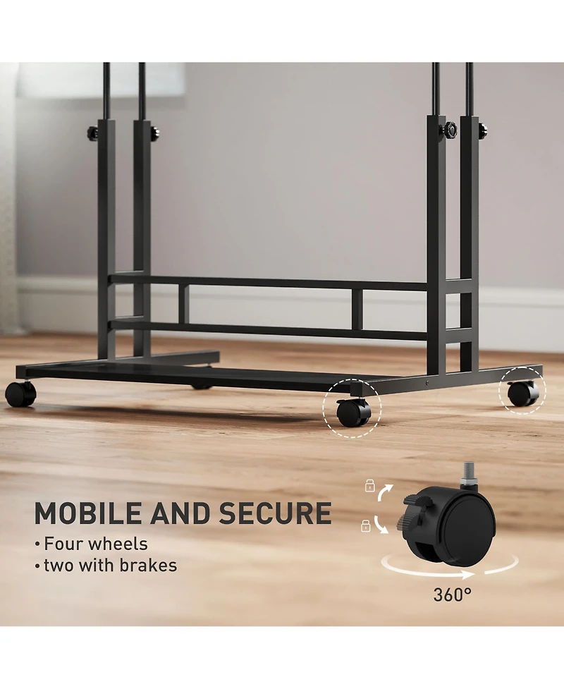 Homcom Adjustable Sding Desk, Sd Up Desk with Power Outlets,
