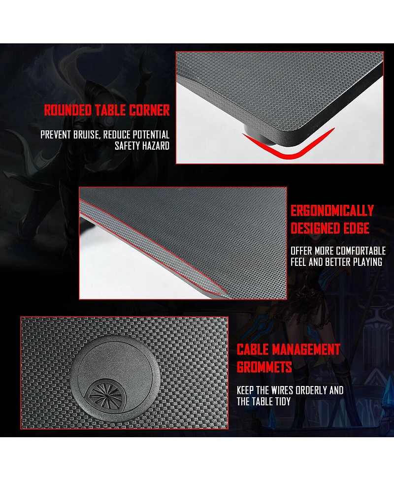 Gymax Gaming Desk Computer Studio Desk Pc Table Z Shape Gamer Workstation w/Mousepad