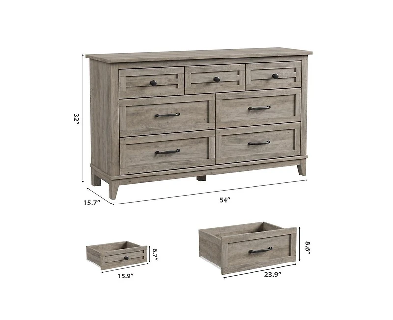 gaomon 54" Wide Drawer Dresser with Storage Freestanding