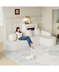 Streamdale Furniture L-shaped curved modular sofa, modern lychee-textured polyester fabric, curved backrest