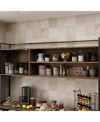 Homsee Brown Buffet Sideboard Cabinet with Metal Mesh Doors, 3-Drawers