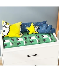 Multi-purpose changing table with three drawers, baby changing station with changing table top and drawers, white wood