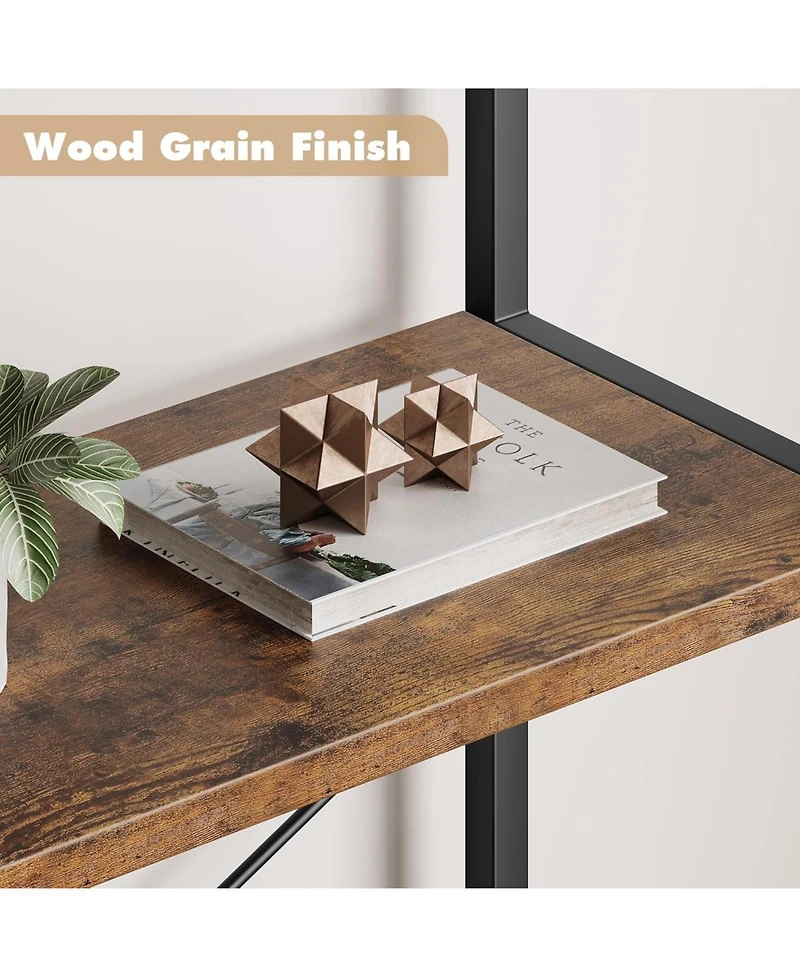 gaomon Arched 5-Tier Bookshelf, Modern Bookcase with Gold Metal Frame, Tall Wood Storage Shelf for Living Room, Bedroom, Home Office, Easy Assembly