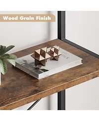 gaomon Arched 5-Tier Bookshelf, Modern Bookcase with Gold Metal Frame, Tall Wood Storage Shelf for Living Room, Bedroom, Home Office, Easy Assembly