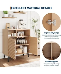 Gaomon Fluted Storage Cabinet with Metal Legs, Mid Century Modern Sideboard, Buffet Credenza for Living Room or Entryway