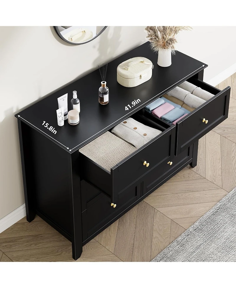 gaomon 6 Drawer Dresser for Bedroom, Wooden Chest with Deep Drawers and Metal Knobs Entryway, Hallway, or Kids Room