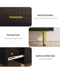 Gaomon Fluted Dresser for Bedroom,Wooden Chest of Drawers with Metal Handle & Feet