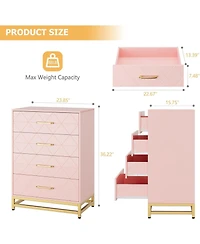 gaomon 4-Drawer Engineered Wood Soft-Close Glides, Anti-Tip Kit, Space-Saving Design Tall Dresser