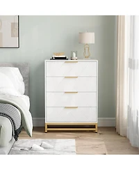 gaomon 4-Drawer Engineered Wood Soft-Close Glides, Anti-Tip Kit, Space-Saving Design Tall Dresser